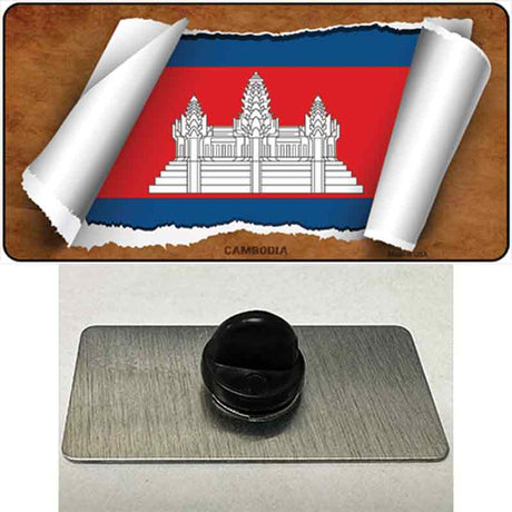 Cambodia Flag Scroll Novelty Metal Hat Pin