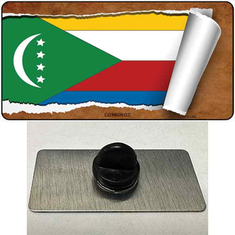 Comoros Flag Scroll Novelty Metal Hat Pin