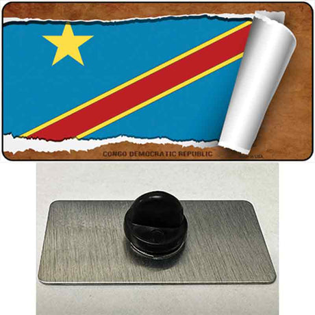 Congo Democratic Republic Flag Scroll Novelty Metal Hat Pin