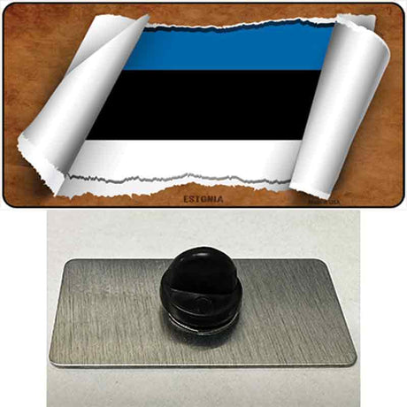 Estonia Flag Scroll Novelty Metal Hat Pin