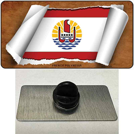 French Polynesia Flag Scroll Novelty Metal Hat Pin