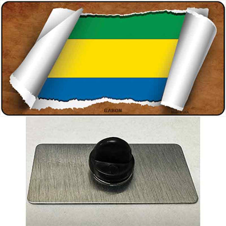 Gabon Flag Scroll Novelty Metal Hat Pin