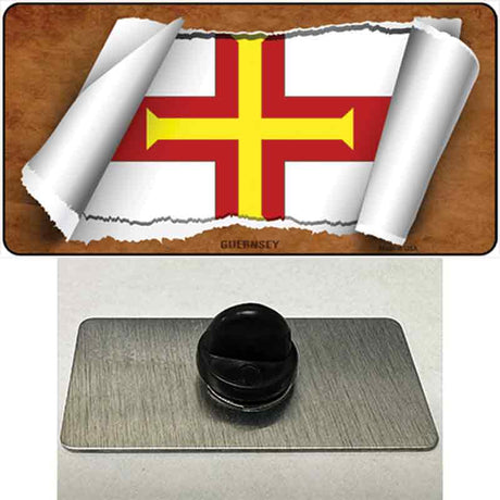 Guernsey Flag Scroll Novelty Metal Hat Pin