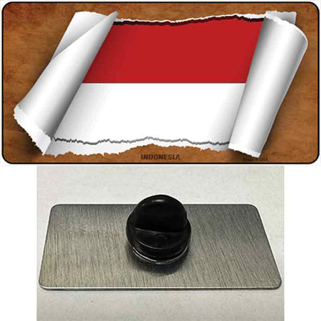 Indonesia Flag Scroll Novelty Metal Hat Pin