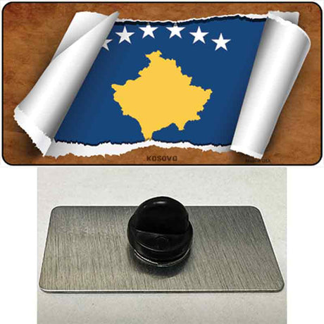 Kosovo Flag Scroll Novelty Metal Hat Pin