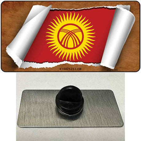 Kyrgyzstan Flag Scroll Novelty Metal Hat Pin