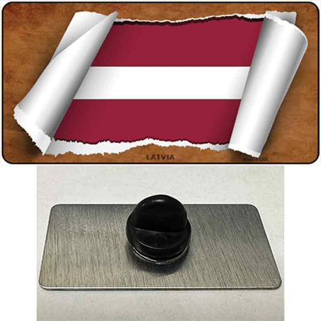 Latvia Flag Scroll Novelty Metal Hat Pin