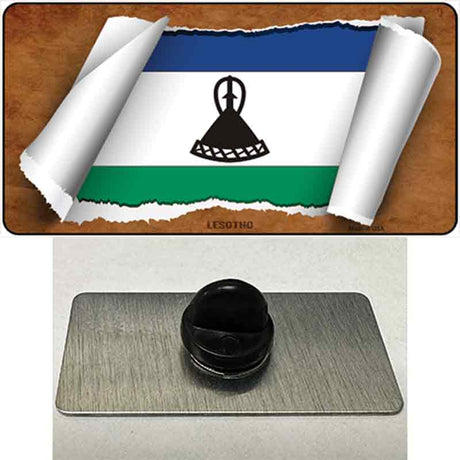 Lesotho Flag Scroll Novelty Metal Hat Pin