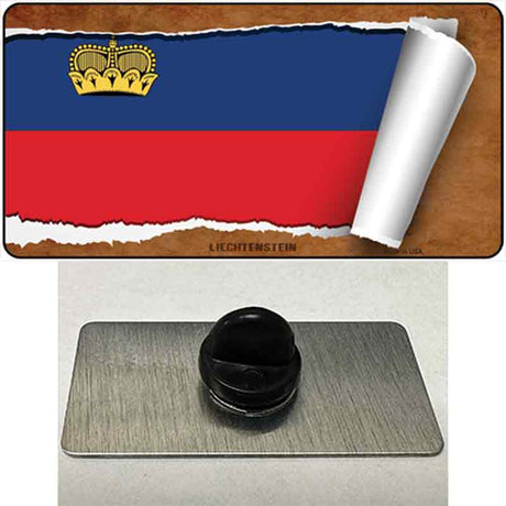 Liechtenstein Flag Scroll Novelty Metal Hat Pin