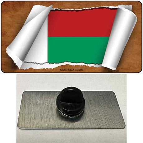 Madagascar Flag Scroll Novelty Metal Hat Pin