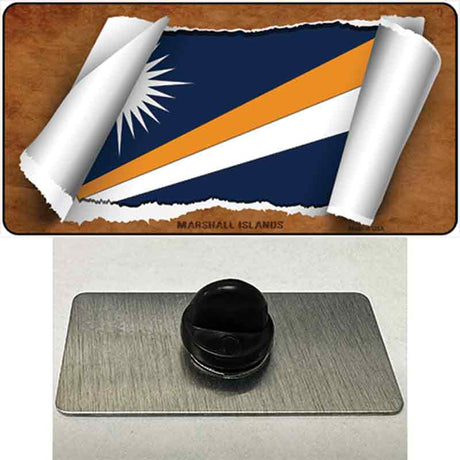 Marshall Islands Flag Scroll Novelty Metal Hat Pin