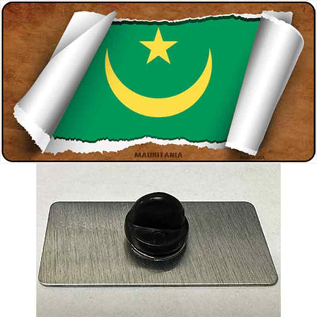 Mauritania Flag Scroll Novelty Metal Hat Pin