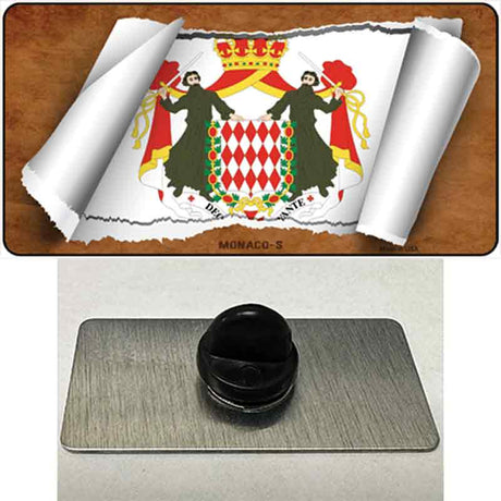 Monaco-S Flag Scroll Novelty Metal Hat Pin