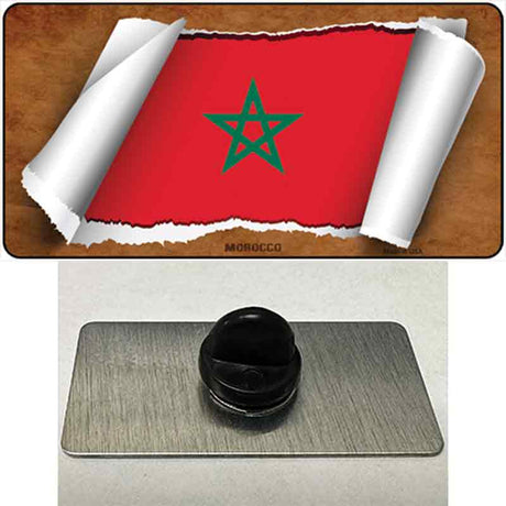 Morocco Flag Scroll Novelty Metal Hat Pin