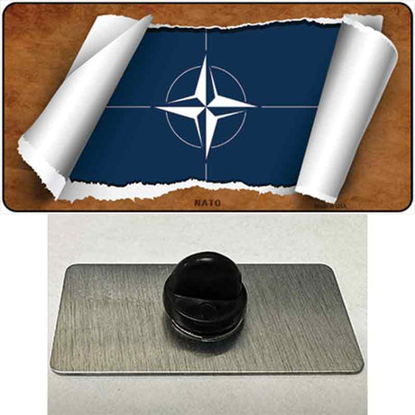 Nato Flag Scroll Novelty Metal Hat Pin