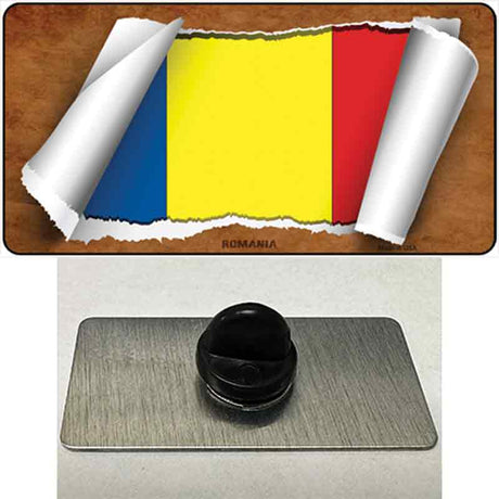 Romania Flag Scroll Novelty Metal Hat Pin