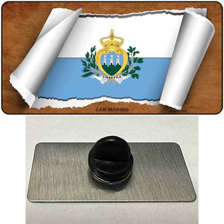 San Marino Flag Scroll Novelty Metal Hat Pin