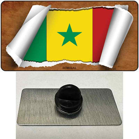 Senegal Flag Scroll Novelty Metal Hat Pin