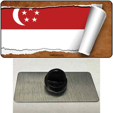 Singapore Flag Scroll Novelty Metal Hat Pin