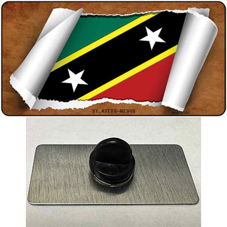 St Kitts-Nevis Flag Scroll Novelty Metal Hat Pin