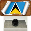 St Lucia Flag Scroll Novelty Metal Hat Pin