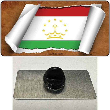 Tajikistan Flag Scroll Novelty Metal Hat Pin