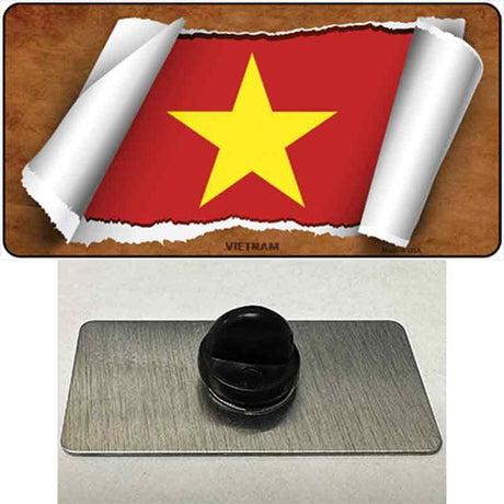 Vietnam Flag Scroll Novelty Metal Hat Pin