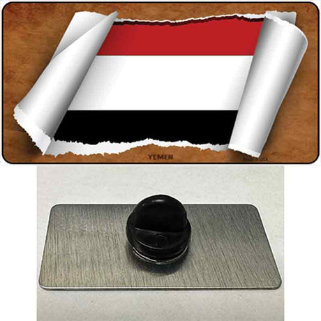 Yemen Flag Scroll Novelty Metal Hat Pin