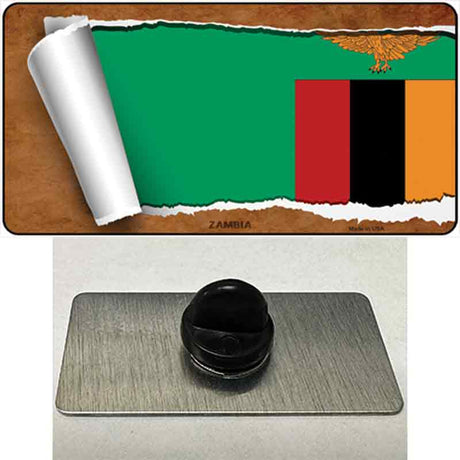 Zambia Flag Scroll Novelty Metal Hat Pin