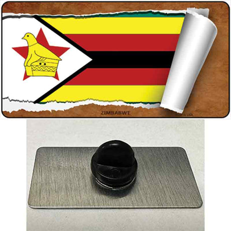 Zimbabwe Flag Scroll Novelty Metal Hat Pin