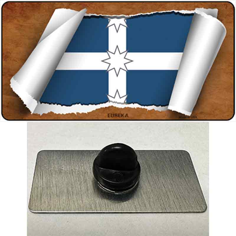 Eureka Flag Scroll Novelty Metal Hat Pin