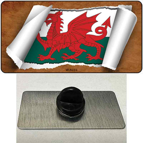 Wales Flag Scroll Novelty Metal Hat Pin