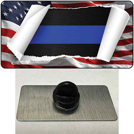 Thin Blue Line Scroll Novelty Metal Hat Pin