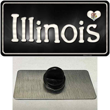 Illinois Flag Script Novelty Metal Hat Pin