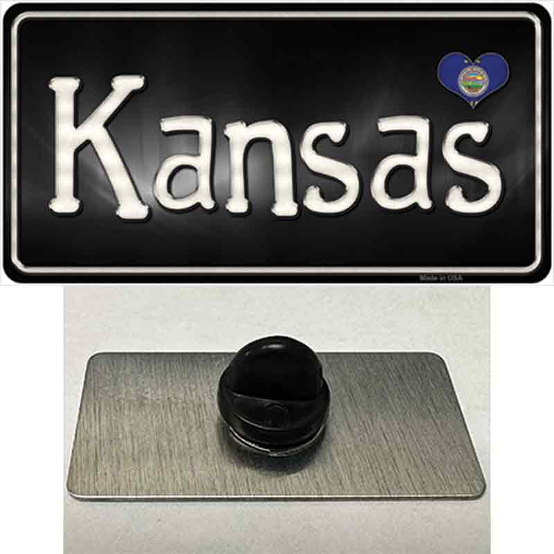 Kansas Flag Script Novelty Metal Hat Pin