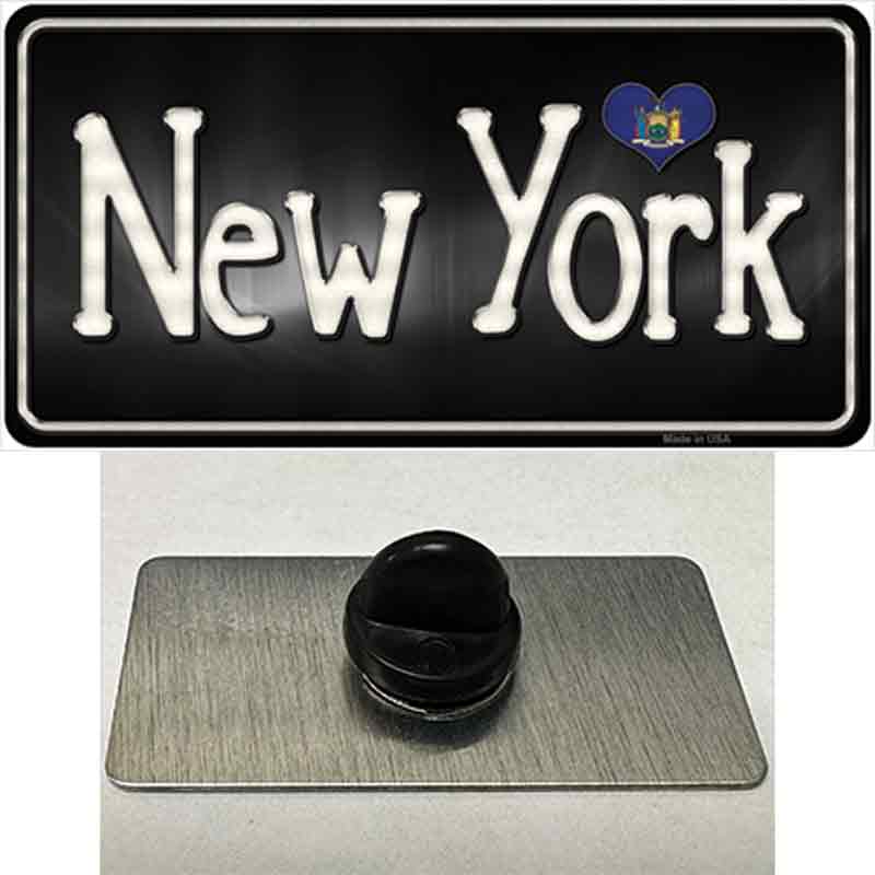 New York Flag Script Novelty Metal Hat Pin