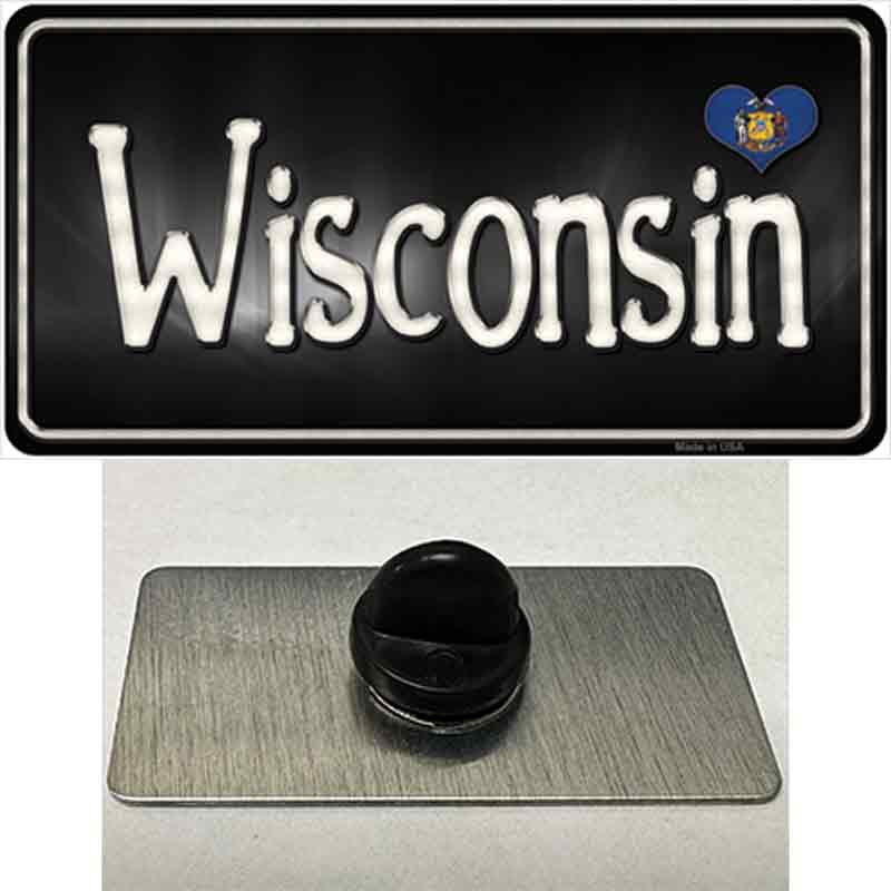 Wisconsin Flag Script Novelty Metal Hat Pin