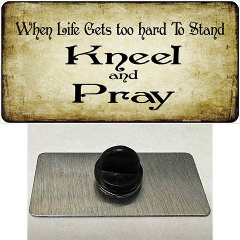 Kneel And Pray Novelty Metal Hat Pin