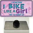 Bike Like A Girl Pink Novelty Metal Hat Pin