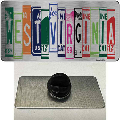 West Virginia License Plate Art Brushed Chrome Novelty Metal Hat Pin