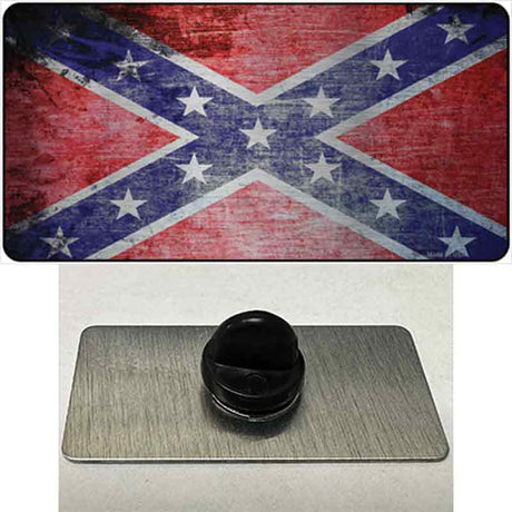 Confederate Flag Scratched Chrome Novelty Metal Hat Pin