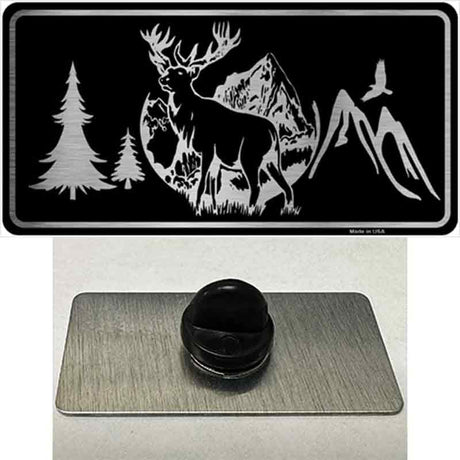 Elk Black Brushed Chrome Novelty Metal Hat Pin