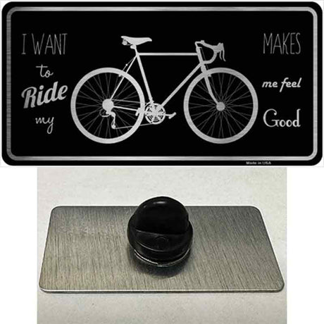 Bike Black Brushed Chrome Novelty Metal Hat Pin