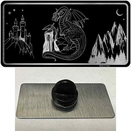 Wizards And Dragons Black Brushed Chrome Novelty Metal Hat Pin