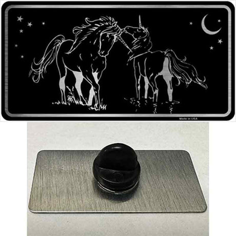 Unicorns Black Brushed Chrome Novelty Metal Hat Pin