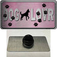 Dog Lover Pink Brushed Chrome Novelty Metal Hat Pin Tag