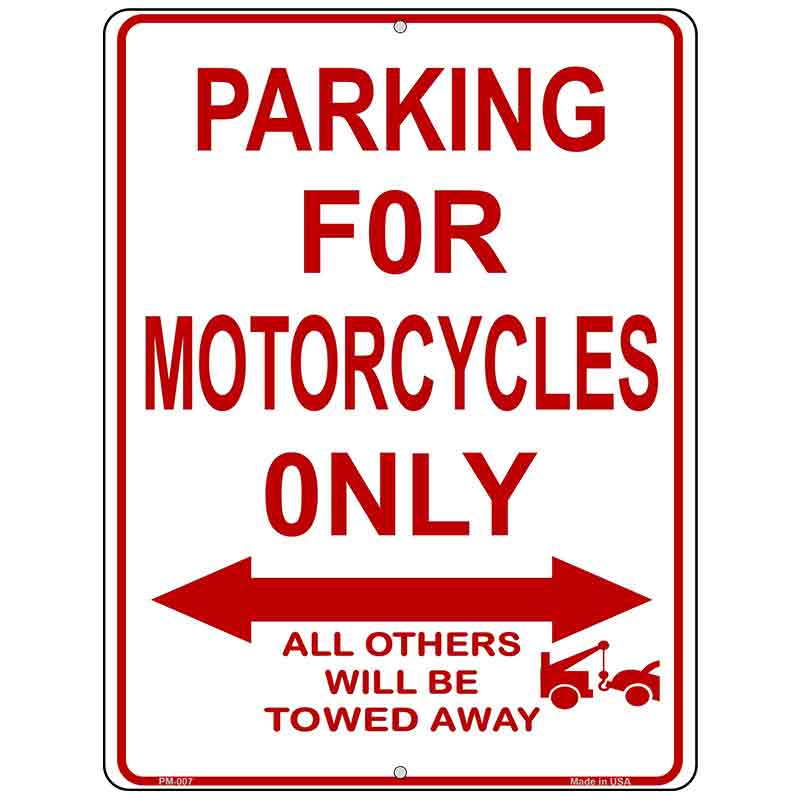 Motorcycle Parking Only Metal Novelty Parking Sign 4.5" x 6" (PM)