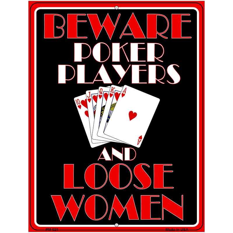 Poker Players Metal Novelty Parking Sign 4.5" x 6" (PM)