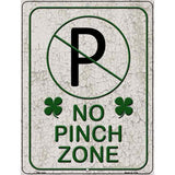 No Pinch Zone White Metal Novelty Parking Sign 4.5" x 6" (PM)