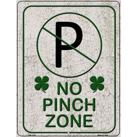 No Pinch Zone White Metal Novelty Parking Sign 4.5" x 6" (PM)